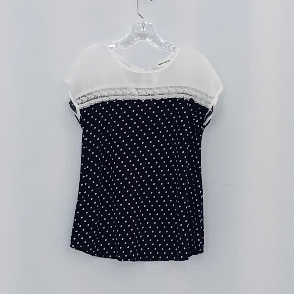 Faith and Joy Navy/White Cap Sleeve Blouse